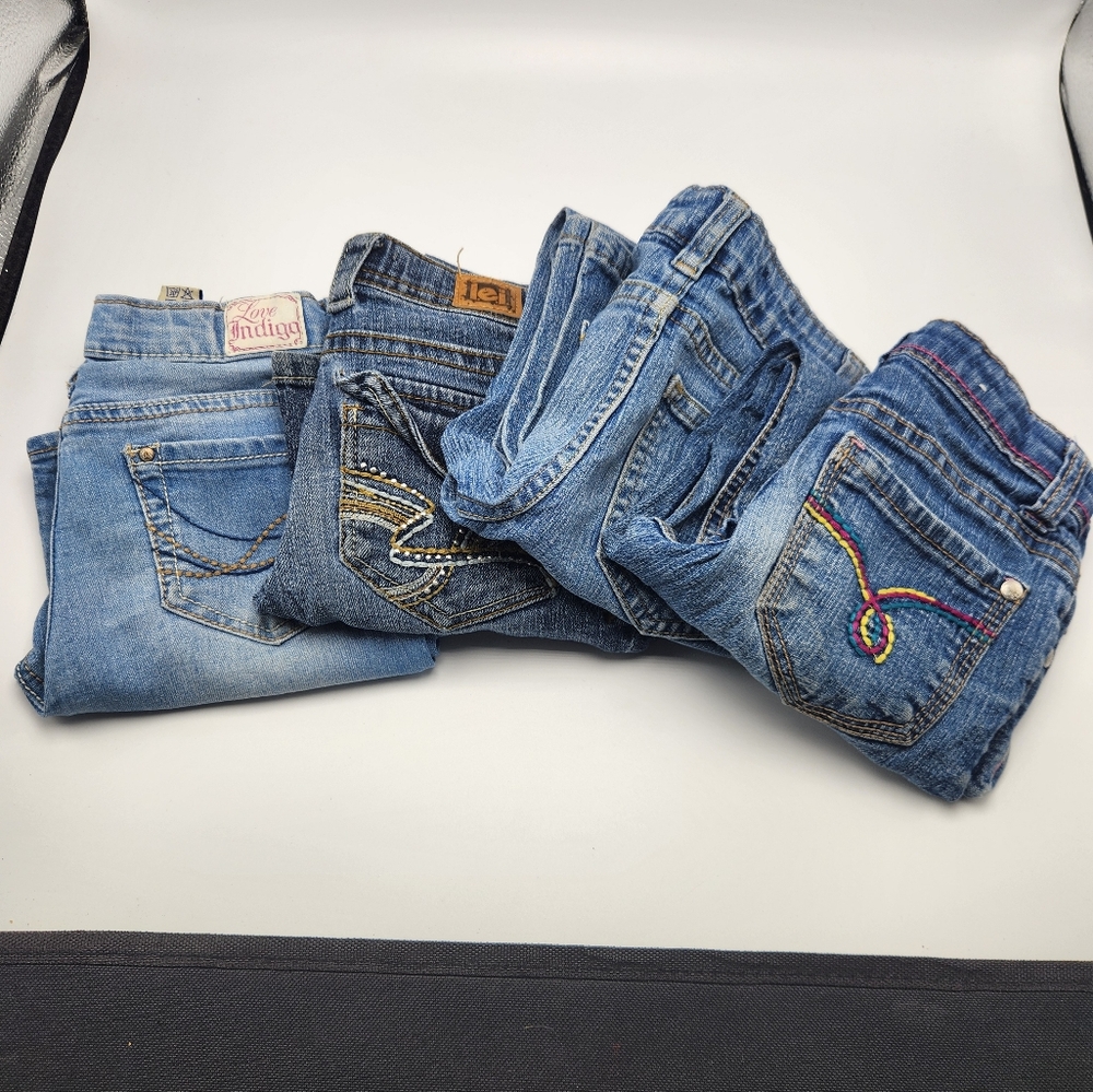 Girls Size 6 Blue Jeans/Capri Lot